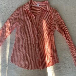Calvin Klein Orange and White Striped button down shirt